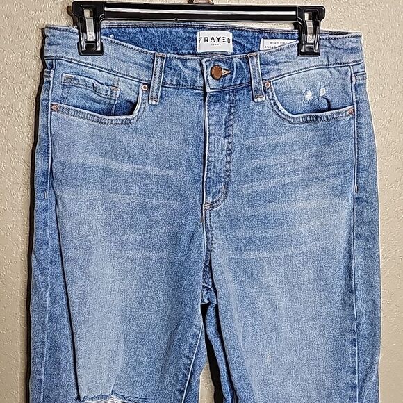 Frayed Jeans High Rise Straight Ankle 29 - Picture 2 of 11